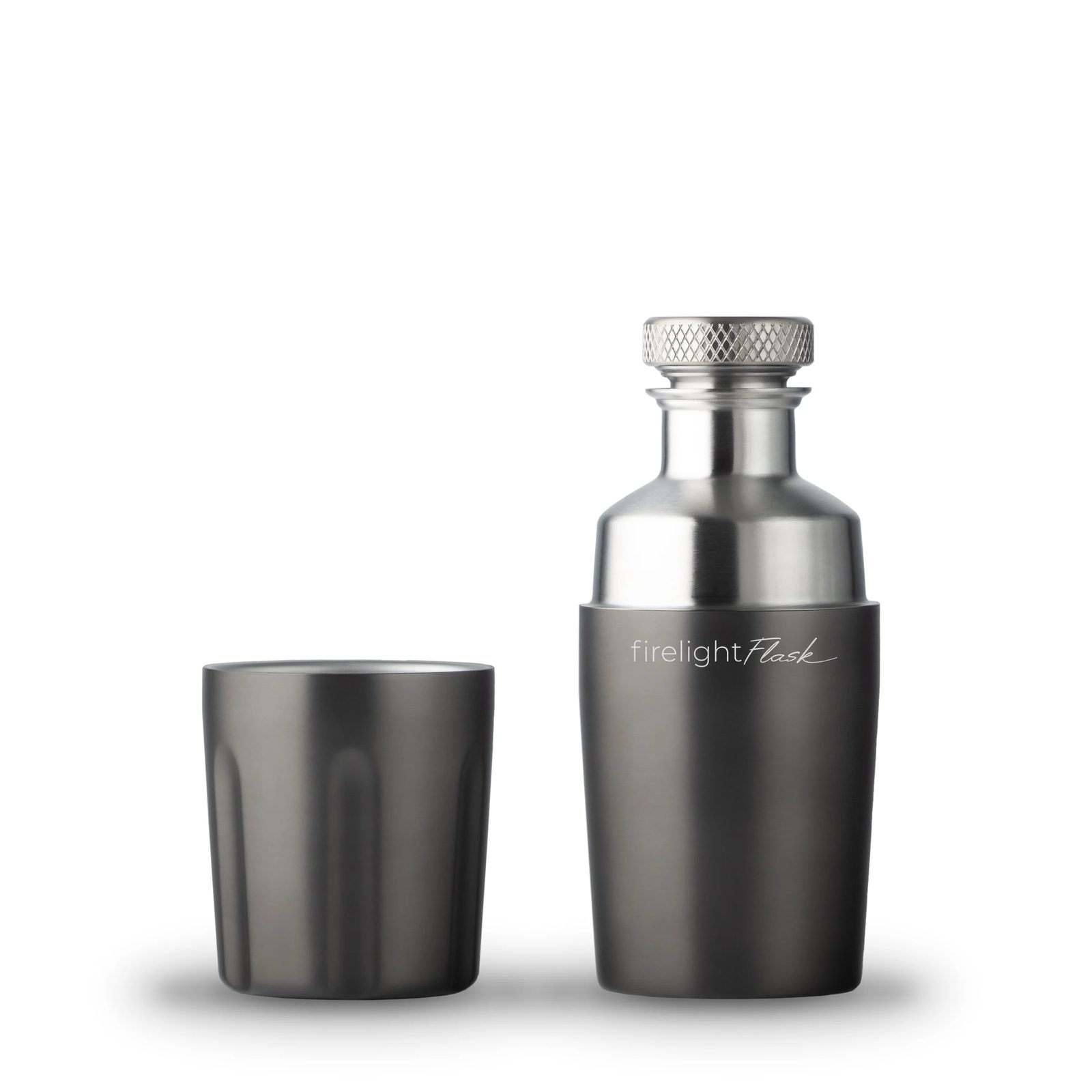 High Camp Firelight 375 flask with its magnetic tumbler, product photograph