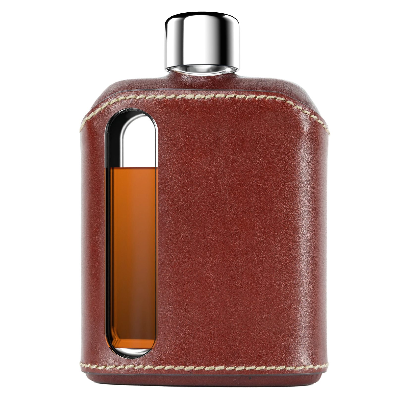 RAGPROPER 240 ml glass flask in a leather sleeve, product photograph