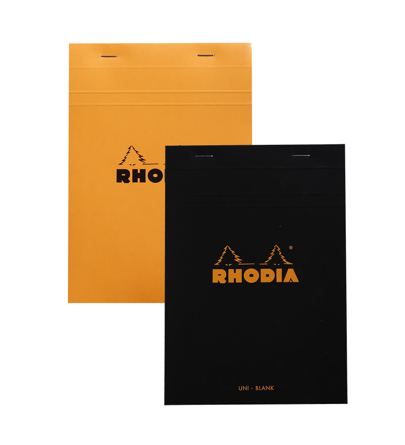 Rhodia No. 16 orange staplebound A5 pad, product photograph