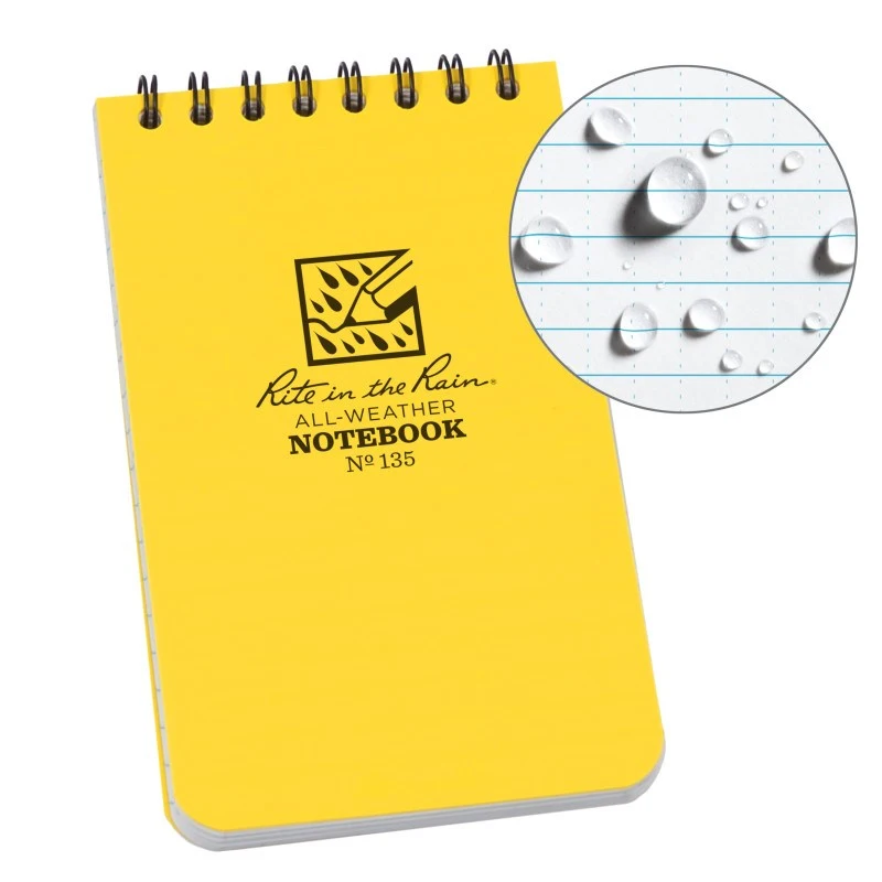 Rite in the Rain all-weather top-spiral 3 x 5 notebook, product photograph